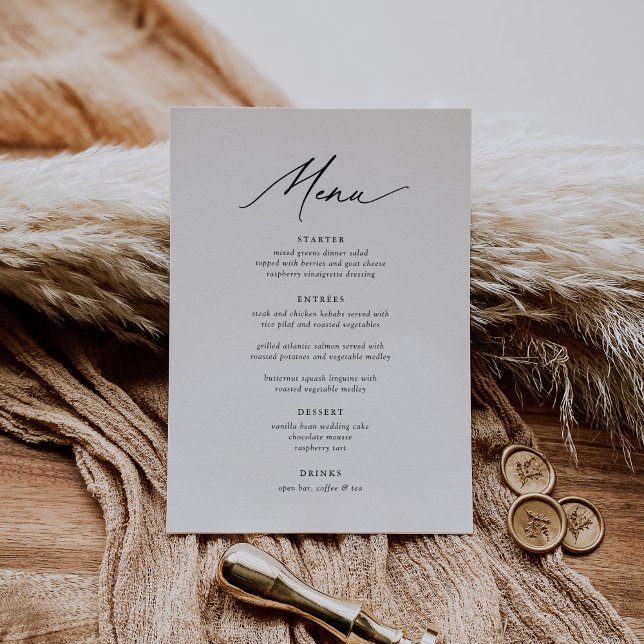 Simple Elegant Calligraphy 5 x 7 Wedding Menu (Creator Uploaded)