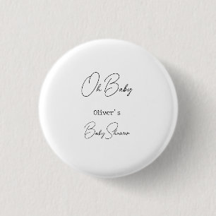 Simple Elegant Calligraphy Baby Shower 3 Cm Round Badge