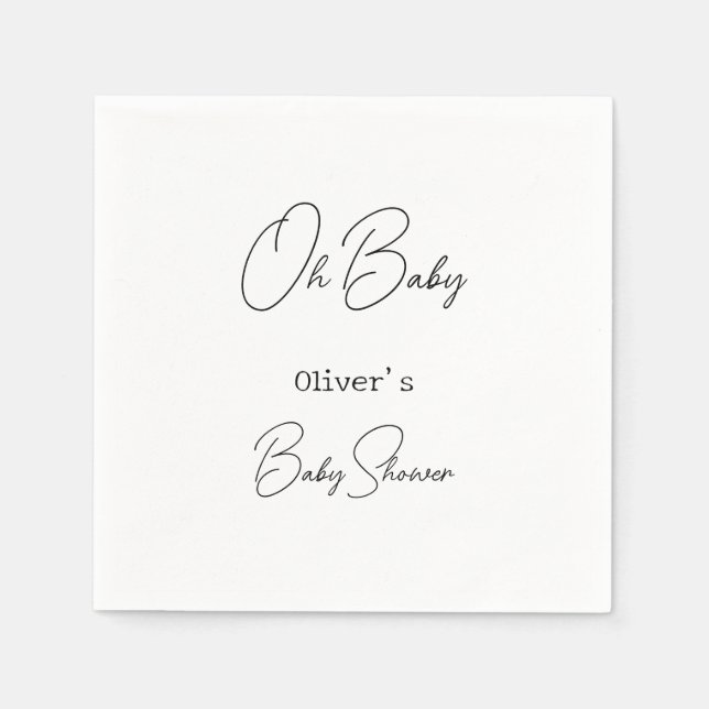 Simple Elegant Calligraphy Baby Shower Napkin (Front)