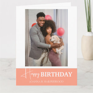 Simple Elegant Calligraphy Birthday Stylish Photo Card