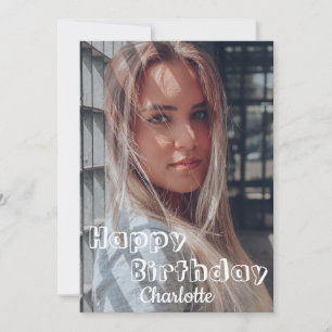 Simple Elegant Calligraphy Birthday Stylish Photo Card