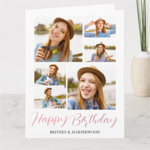 Simple Elegant Calligraphy Birthday Stylish Photo Card