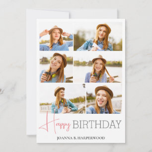Simple Elegant Calligraphy Birthday Stylish Photo Card