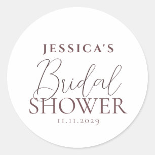 Simple Elegant Calligraphy Bridal Shower Classic Round Sticker