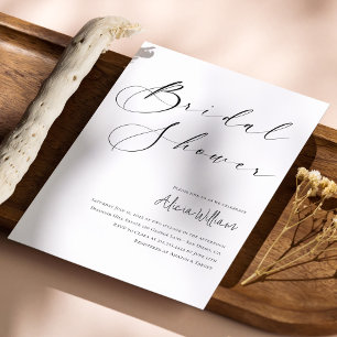 Simple Elegant Calligraphy Bridal Shower Invitation