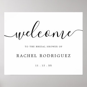 Simple Elegant Calligraphy Bridal Shower Welcome  Poster