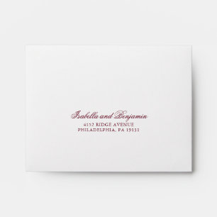 Simple Elegant Calligraphy Burgundy Wedding RSVP Envelope
