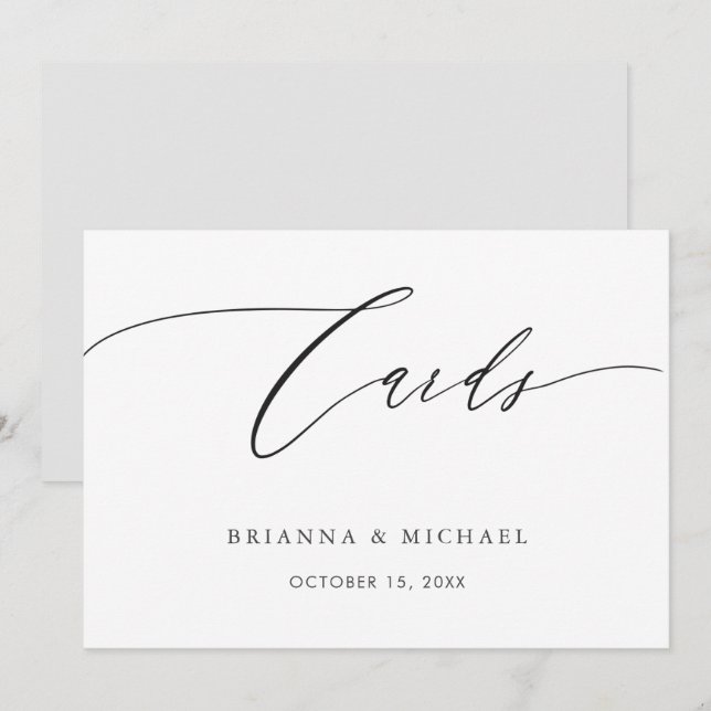 Simple Elegant Calligraphy Cards Sign (Front/Back)
