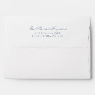 Simple Elegant Calligraphy Dusty Blue Wedding Envelope