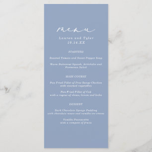 Simple Elegant Calligraphy Dusty Blue Wedding Menu