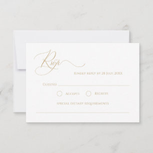Simple Elegant Calligraphy Faux Gold Fairy Tale  RSVP Card