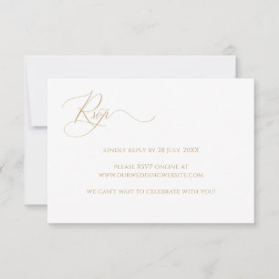 Simple Elegant Calligraphy Faux Gold Website RSVP Card