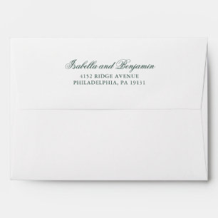 Simple Elegant Calligraphy Forest Green Wedding Envelope