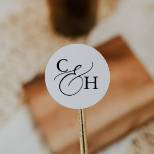 Simple Elegant Calligraphy Monogram Wedding Classic Round Sticker