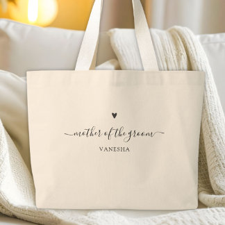 Simple Elegant Calligraphy Mother of The Groom Large Tote Bag