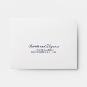 Simple Elegant Calligraphy Navy Blue Wedding RSVP Envelope