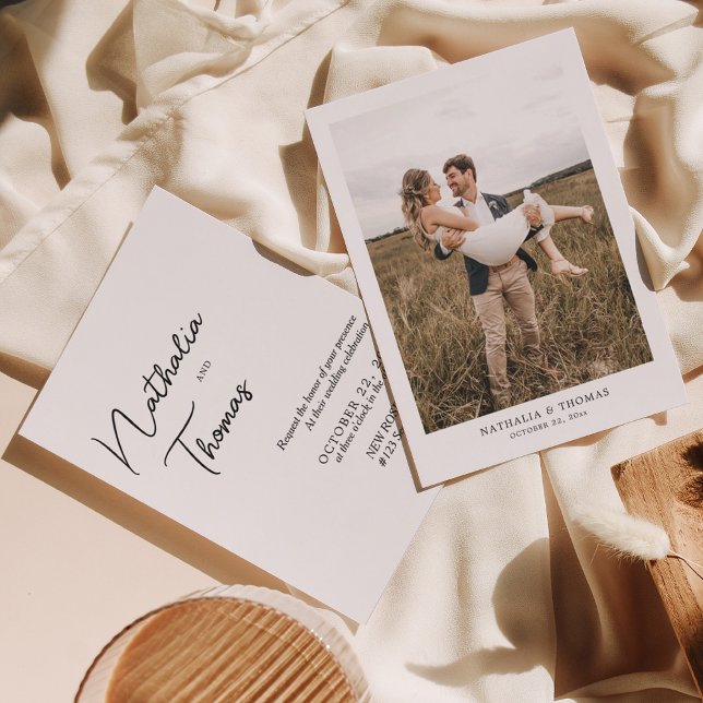 Simple Elegant Calligraphy Photo Wedding Invitation (Creator Uploaded)