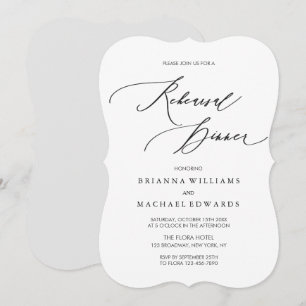 Simple Elegant Calligraphy Rehearsal Dinner Invitation
