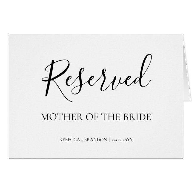 Simple Elegant Calligraphy Reserved Wedding Sign (Front Horizontal)