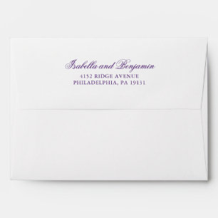 Simple Elegant Calligraphy Royal Purple Wedding Envelope