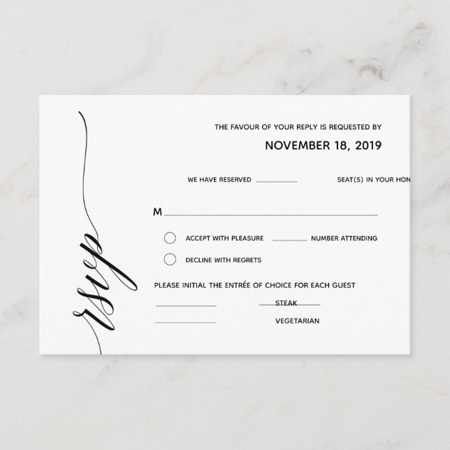 Simple Elegant Calligraphy RSVP Response card v3 (Front)