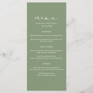 Simple Elegant Calligraphy Sage Green Wedding Menu