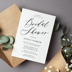 Simple elegant calligraphy script bridal shower invitation