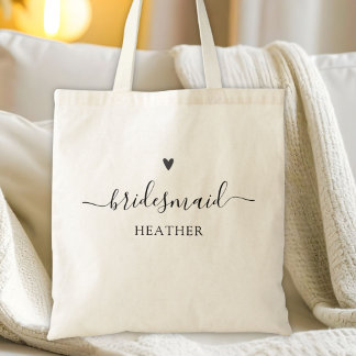 Simple Elegant Calligraphy Script Bridesmaid Tote Bag