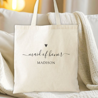 Simple Elegant Calligraphy Script Maid of Honour Tote Bag