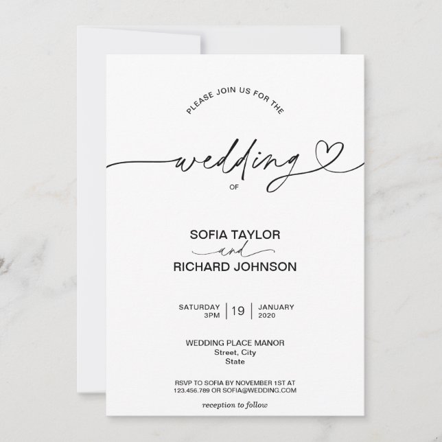 Simple Elegant Calligraphy Script Minimalist Moder Invitation (Front)