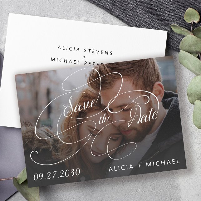 Simple elegant calligraphy script photo wedding  save the date (Creator Uploaded)