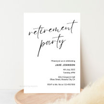 Simple Elegant Calligraphy Script Retirement Party