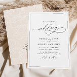 Simple Elegant Calligraphy Script Wedding Invitation<br><div class="desc">This elegant Wedding Invitation features a sweeping script calligraphy text paired with a classy serif & modern sans font in black,  and dewy blush back with a floral line art pattern & a customisable monogram. Matching items available.</div>