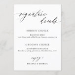 Simple Elegant Calligraphy Signature Drinks Menu<br><div class="desc">Black and white elegant calligraphy signature drinks menu</div>