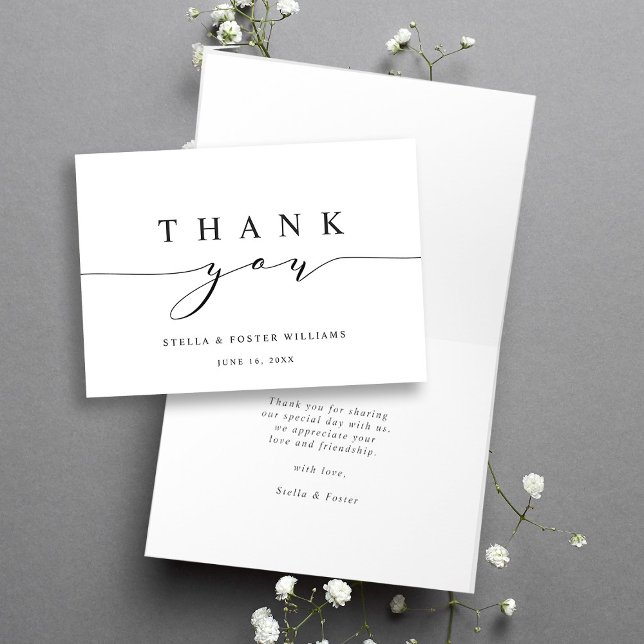 Simple & Elegant Calligraphy Thank You Folded Card (Front & Inside)