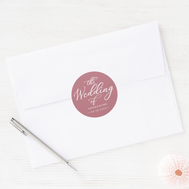 Simple Elegant Calligraphy The Wedding Of Classic Round Sticker (Envelope)