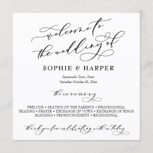 Simple Elegant Calligraphy Typography Black White Programme