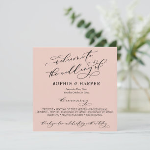 Simple Elegant Calligraphy Typography Blush Pink Programme