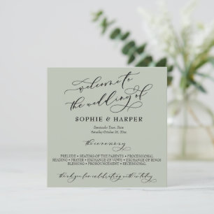 Simple Elegant Calligraphy Typography Sage Green Programme