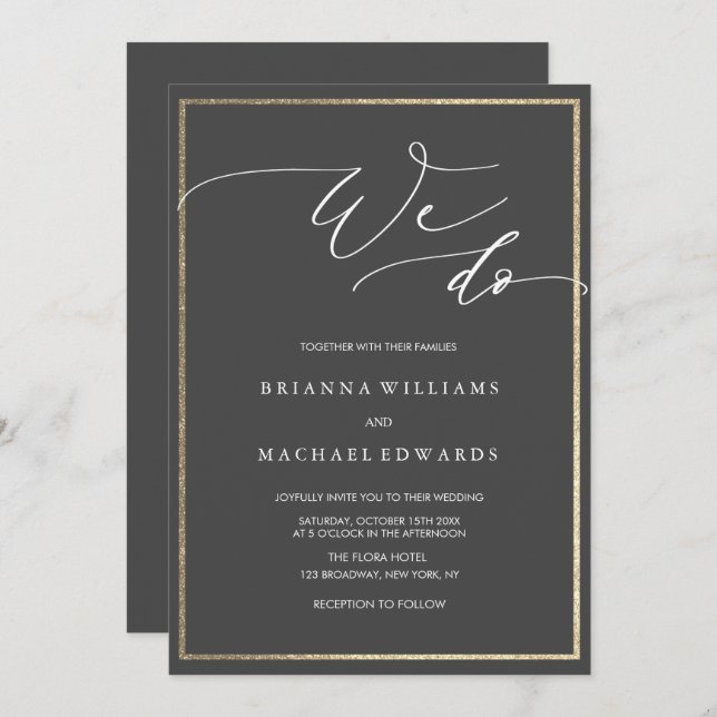 Simple Elegant Calligraphy We Do Wedding Invitation (Front/Back)