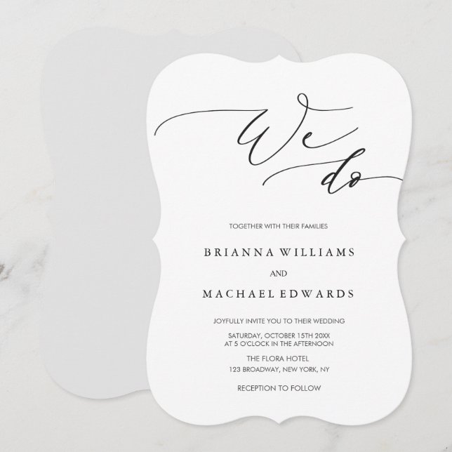 Simple Elegant Calligraphy We Do Wedding Invitation (Front/Back)