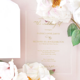 Simple Elegant Calligraphy Wedding Acrylic Invitations