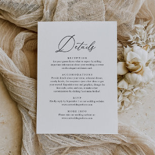 Simple Elegant Calligraphy Wedding Details RSVP Card
