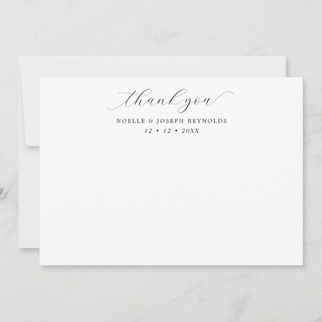 Simple Elegant Calligraphy Wedding Flat Thank You Card (Front)