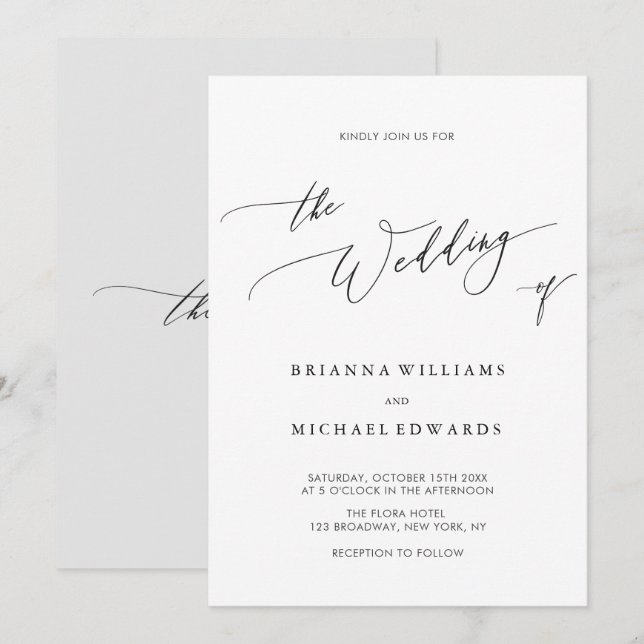 Simple Elegant Calligraphy Wedding Invitation (Front/Back)