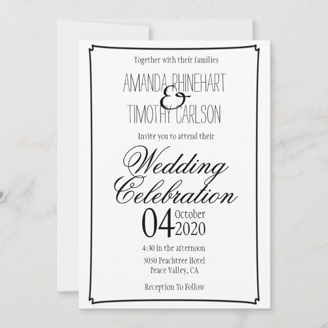 Simple Elegant Calligraphy Wedding Invitation (Front)