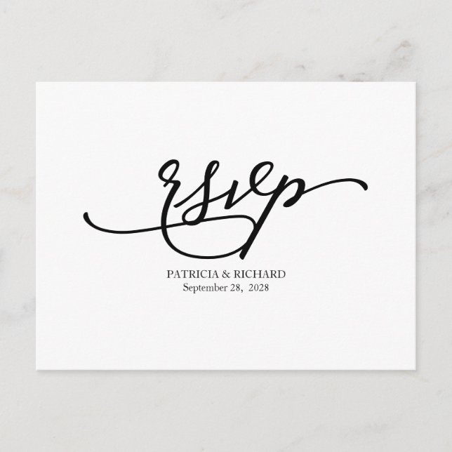Simple Elegant Calligraphy Wedding RSVP Postcard (Front)