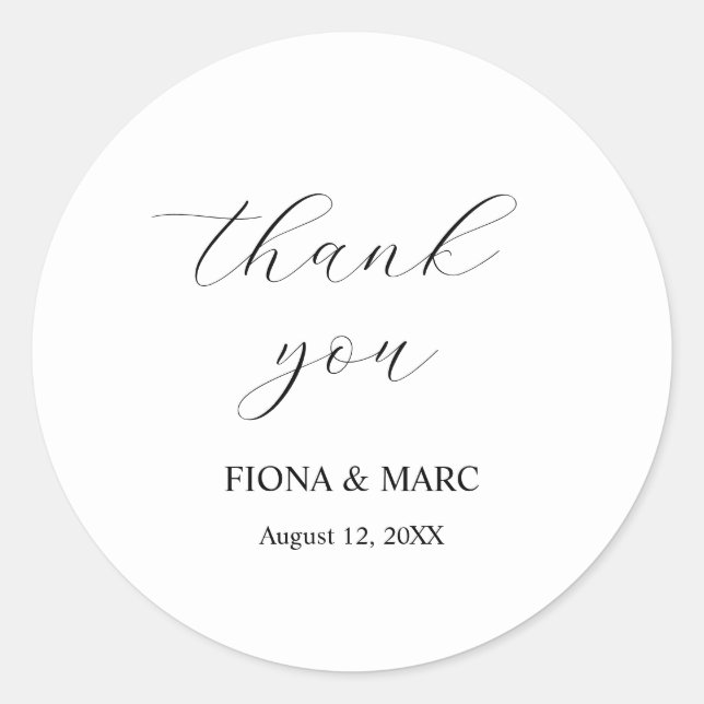 Simple elegant calligraphy wedding sticker (Front)