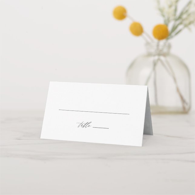 Simple Elegant Calligraphy Wedding Table Place Card (Front)