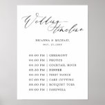 Simple Elegant Calligraphy Wedding Timeline Sign<br><div class="desc">Black and white elegant calligraphy wedding day timeline sign. For more advanced customisation of this design,  please click the "Customise further" link. Matching items are also available.</div>